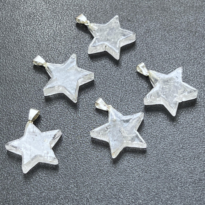 Clear Quartz Crystal Star Pendant (Silver Bail)