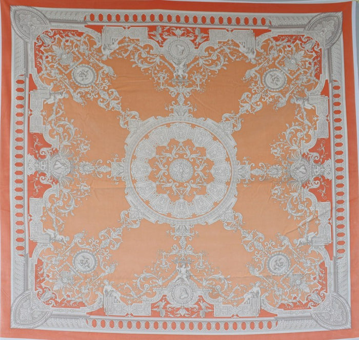 Clearance | Versace Le Grand Orange Cotton Velvet Panel 140 × 140 cm