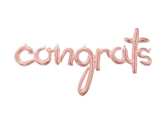 congrats rose gold balloon banner