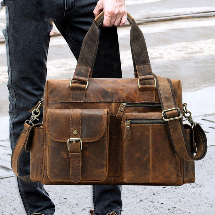 Cowhide Business Travel Duffel Bag