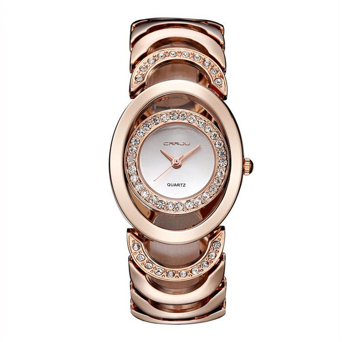 CRRJU Fashion and Elegant Steel Band Diamond Ladies Watch