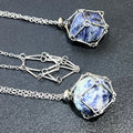 Crystal Gem Holder Necklace Pendant Set (24 Inch Stainless Steel Chain Cage) Interchangeable Jewelry Supply