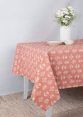 Dahlia Rust Spill safe water-resistant coated cotton table cloth