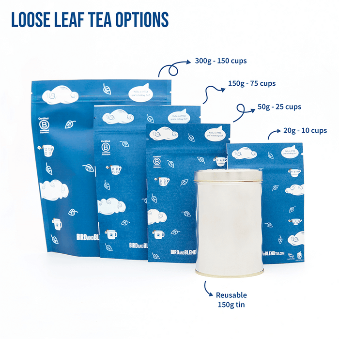loose leaf pouches and tin option