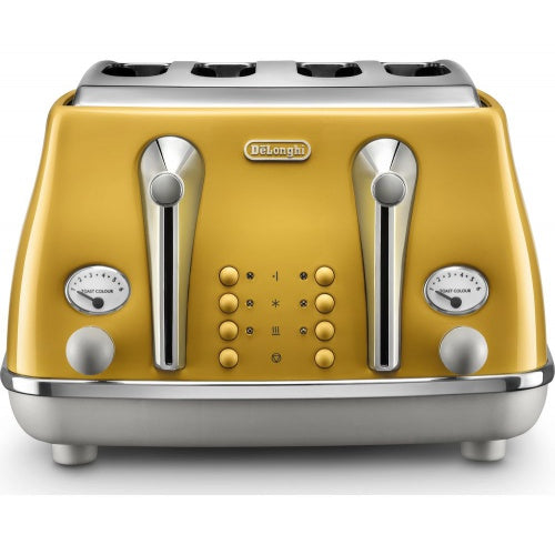 De'Longhi Icona Capitals 4-Slice Toaster Yellow | CTOC4003Y