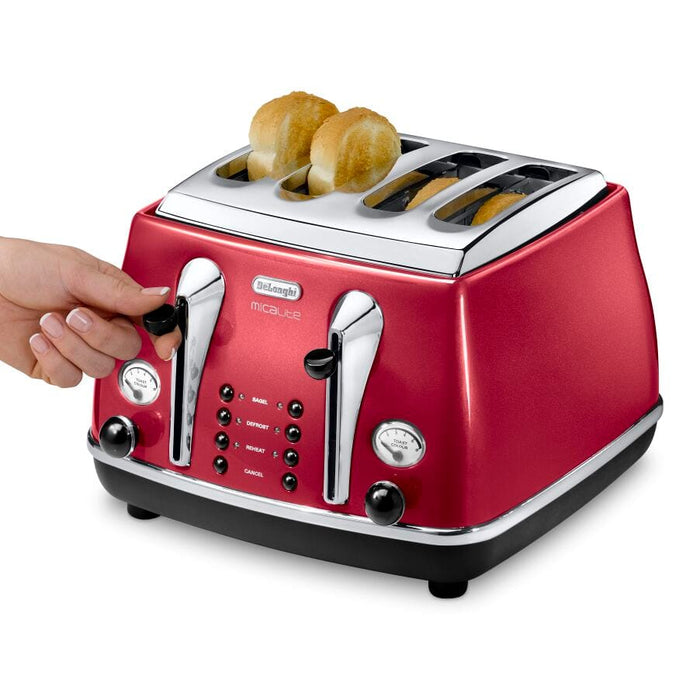 De'Longhi Icona Micalite 4 slice Red Toaster | CTOM4003.R