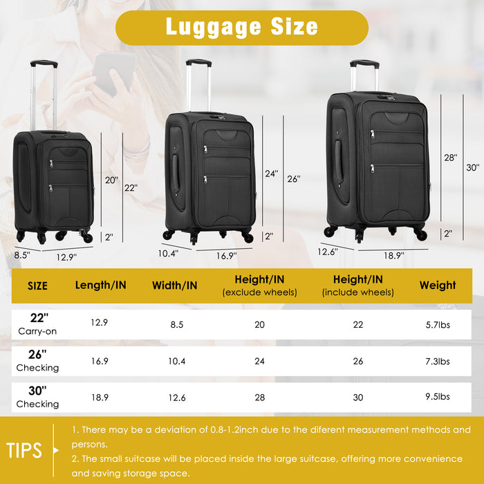 DESTINATION 5 Piece COMBO Set with Duffel Bag-22" 26" 30"