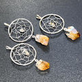 Dreamcatcher Pendant (Citrine Crystal)(Silver Plated) Gemstone Jewelry Necklace Supply