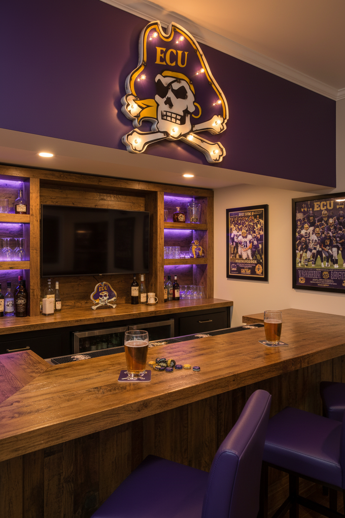 East Carolina Logo Lighted Recycled Metal Wall Decor