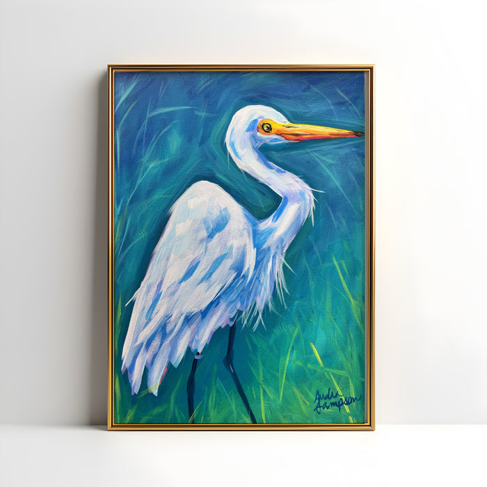Egret Reproduction - Paper Print or Canvas