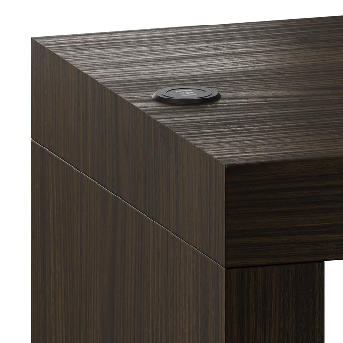 Evolution dining table with One Leg and Wirelss Charger 47.2 x 23.6 in, Dark Walnut