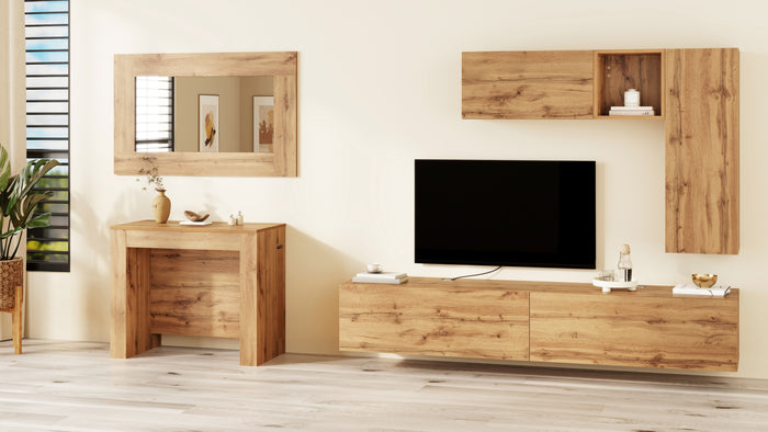 Evolution Rectangular Wall Mirror, 46.5 x 28.7 in, Rustic Oak