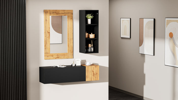 Evolution Rectangular Wall Mirror, 46.5 x 28.7 in, Rustic Oak
