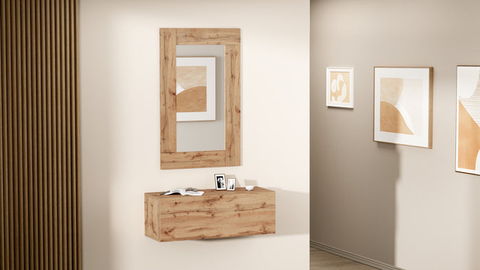 Evolution Rectangular Wall Mirror, 46.5 x 28.7 in, Rustic Oak