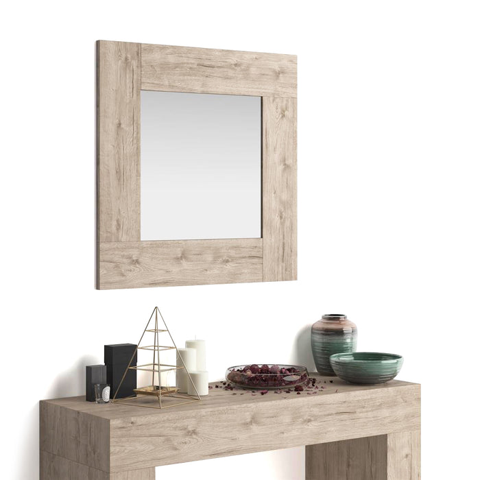 Evolution Square Wall Mirror, 28.7 x 28.7 in, Oak