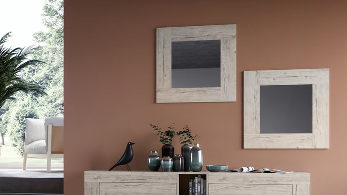 Evolution Square Wall Mirror, 28.7 x 28.7 in, Oak