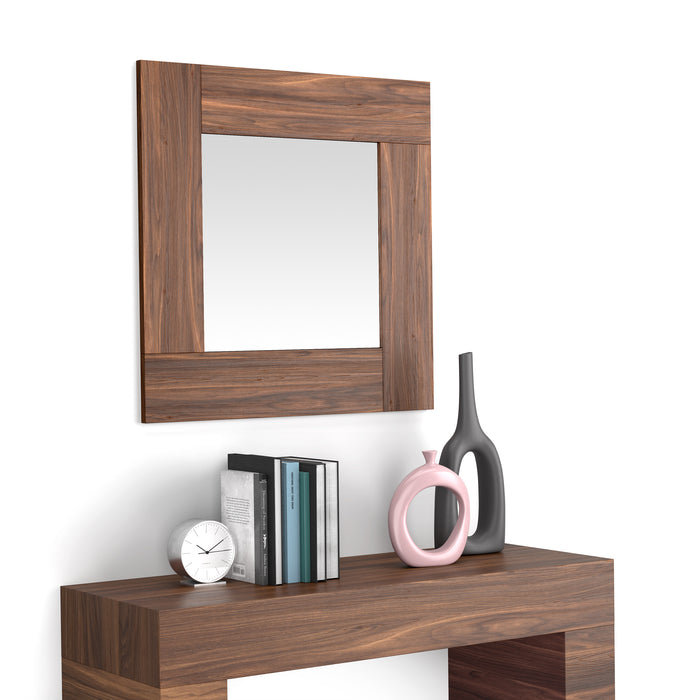 Evolution Square Wall Mirror, 28.7 x 28.7 in, Walnut