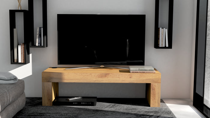 Evolution TV Stand 47.2x15.7 in, with Wireless Charger, Rustic Oak