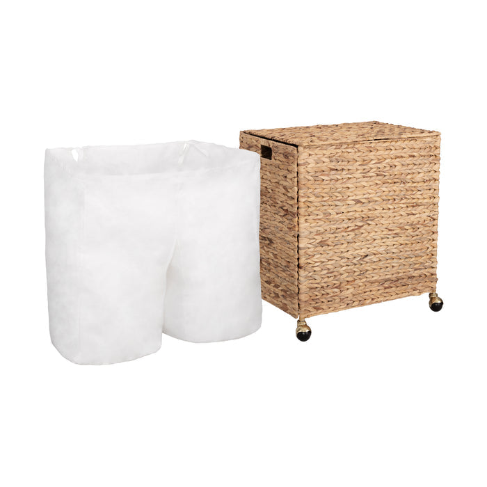 Fabric Liner for Sustainable Double Handwoven Lidded Laundry Hamper