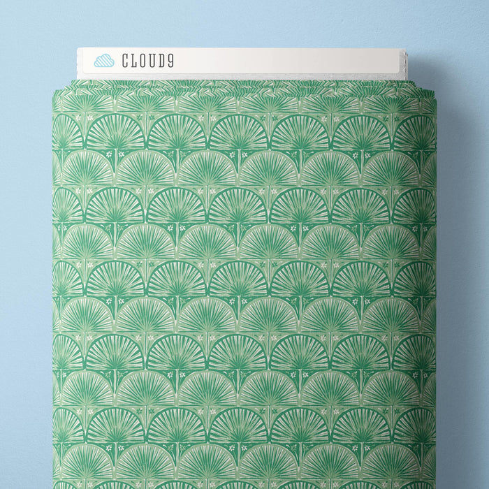 Fan Palm Scallop - Green - Nice Nice - Emily Taylor - Cloud 9 Fabrics - Poplin - Simplifi Fabric