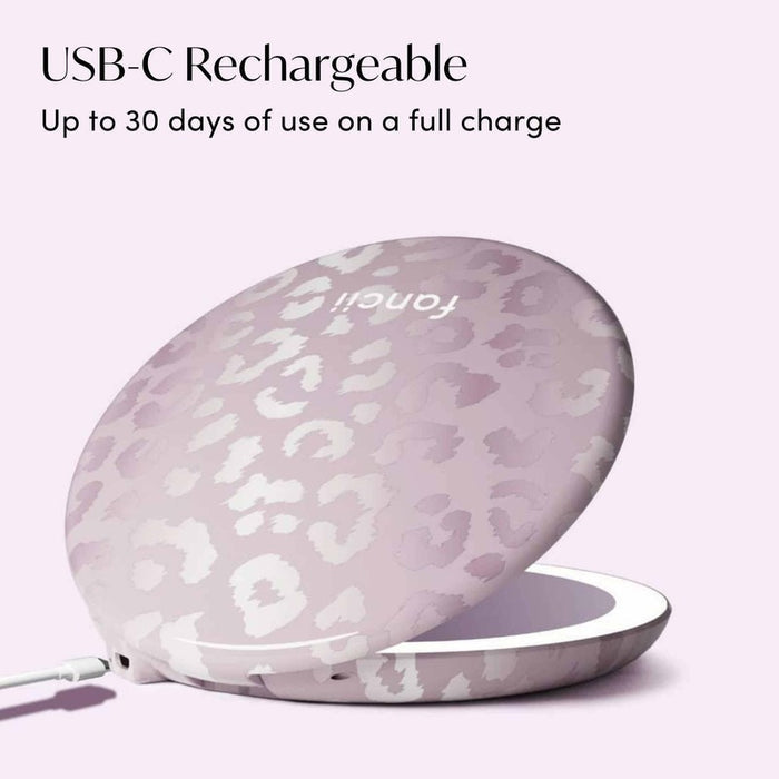 USB-C rechargeable compact mirror with 30 days battery life on full charge