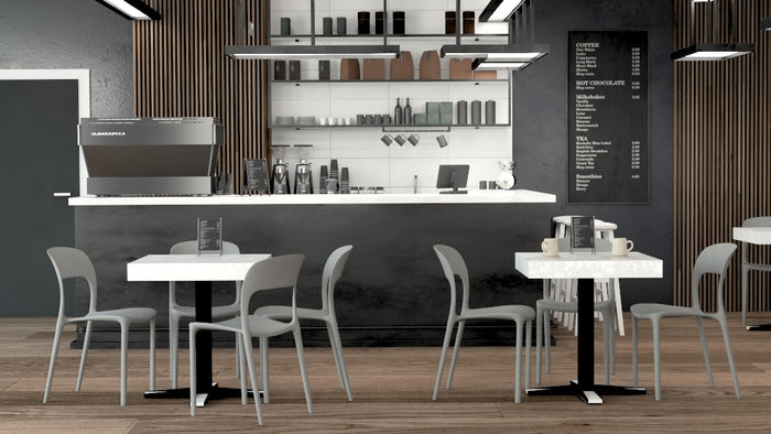 FIRST Bar Table, Concrete Effect, White