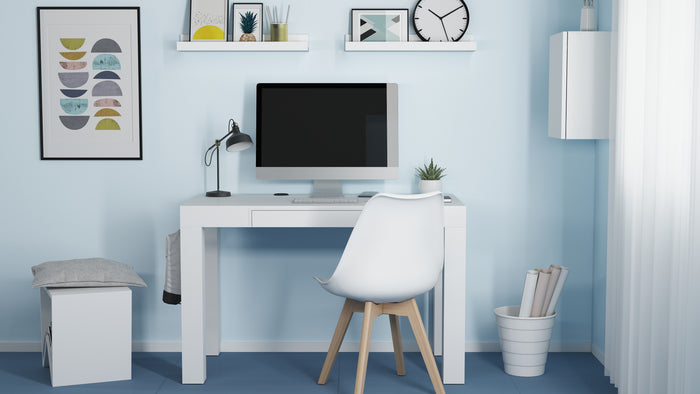 First desk with drawer, Ashwood White