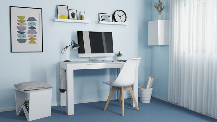 First desk with drawer, Ashwood White