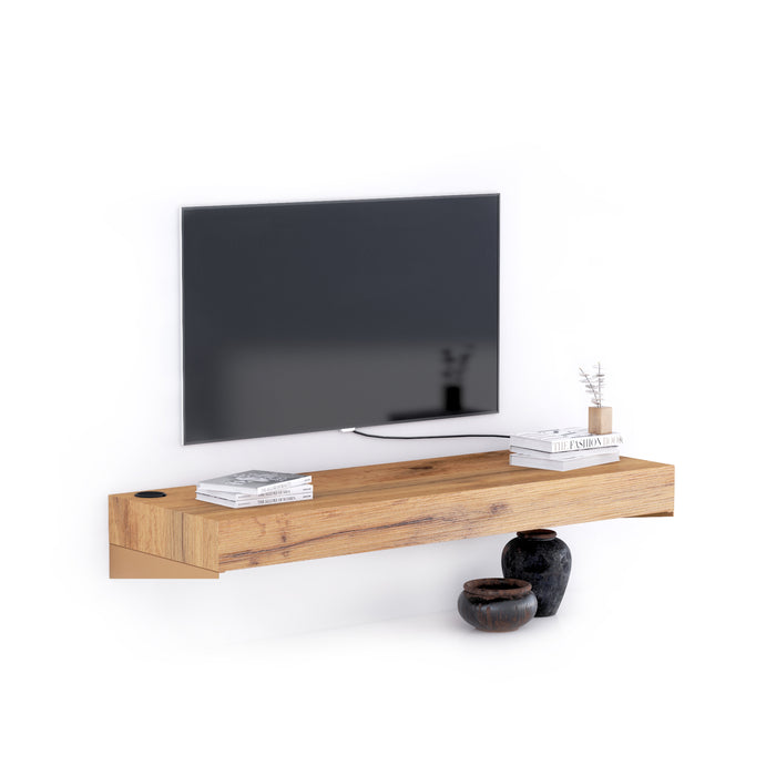 Floating tv stand Evolution 47.2 x 15.7 in, with Wireless Charger, Rustic Oak