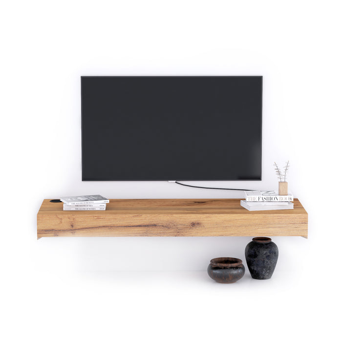 Floating tv stand Evolution 47.2 x 15.7 in, with Wireless Charger, Rustic Oak