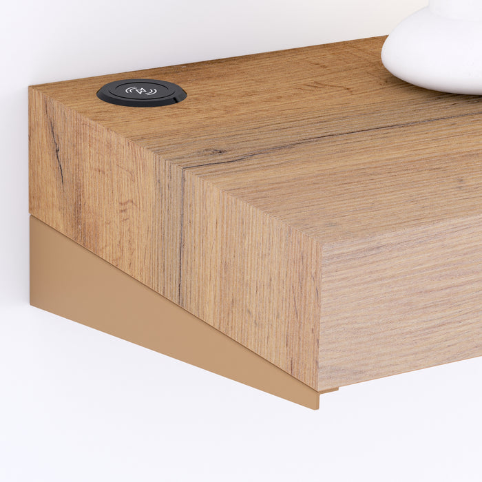 Floating tv stand Evolution 47.2 x 15.7 in, with Wireless Charger, Rustic Oak