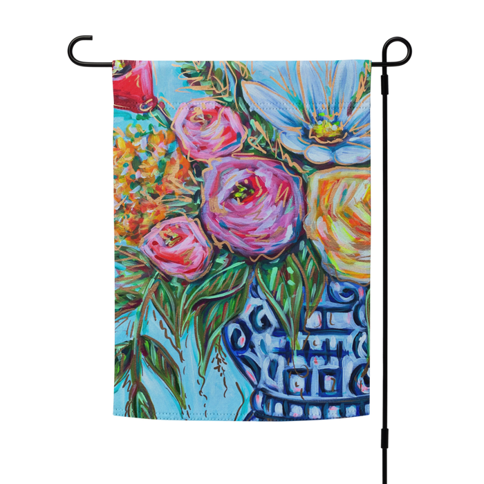 Floral Ginger Jar Garden flag