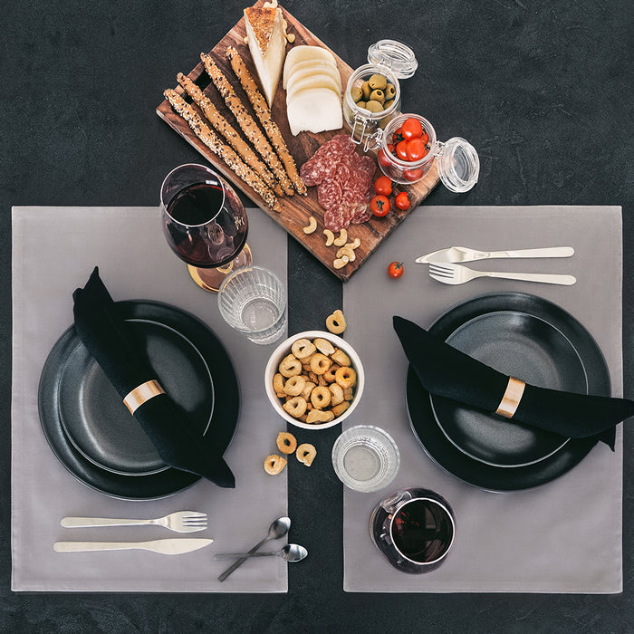 Gioele Cotton placemats 13.77 x 19.68 in, Pack of 2, Dark grey
