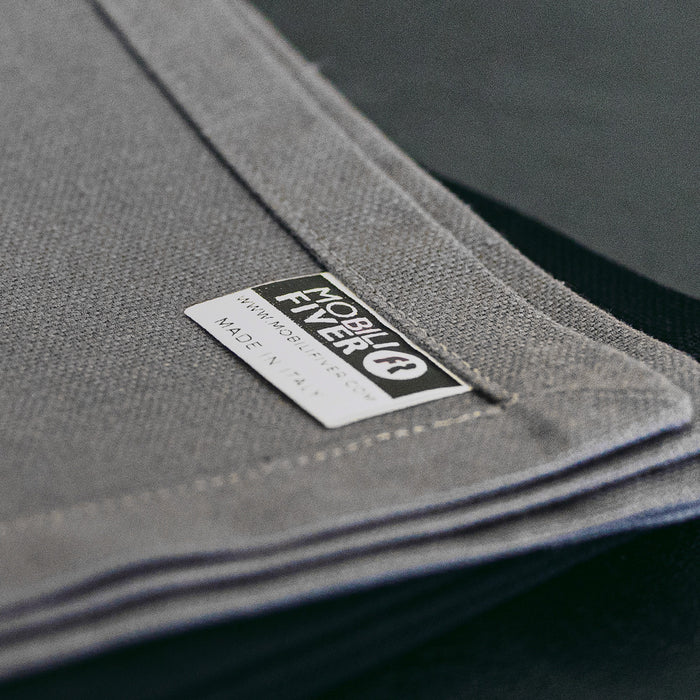 Gioele Cotton table runner 17.71 x 102.36 in, Dark grey