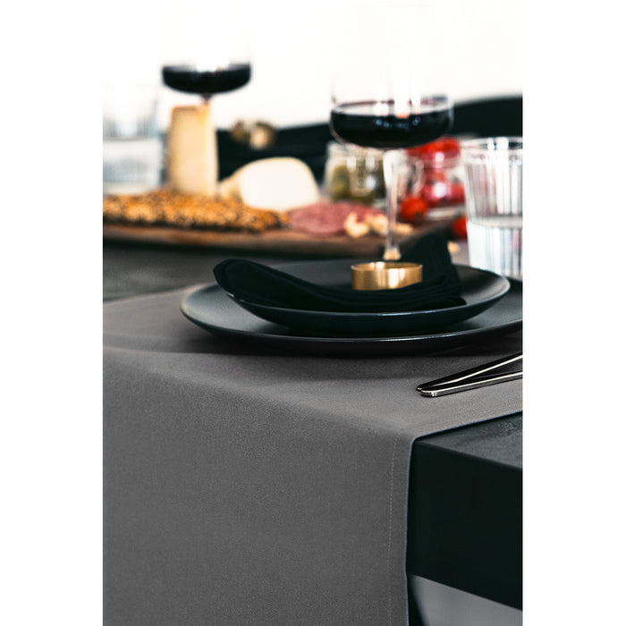 Gioele Cotton table runner 17.71 x 102.36 in, Dark grey