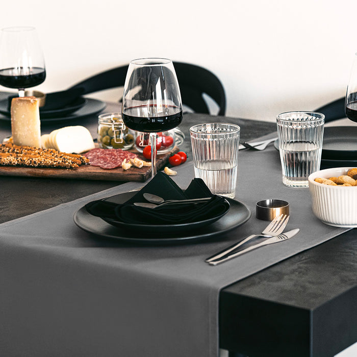 Gioele Cotton table runner 17.71 x 102.36 in, Dark grey