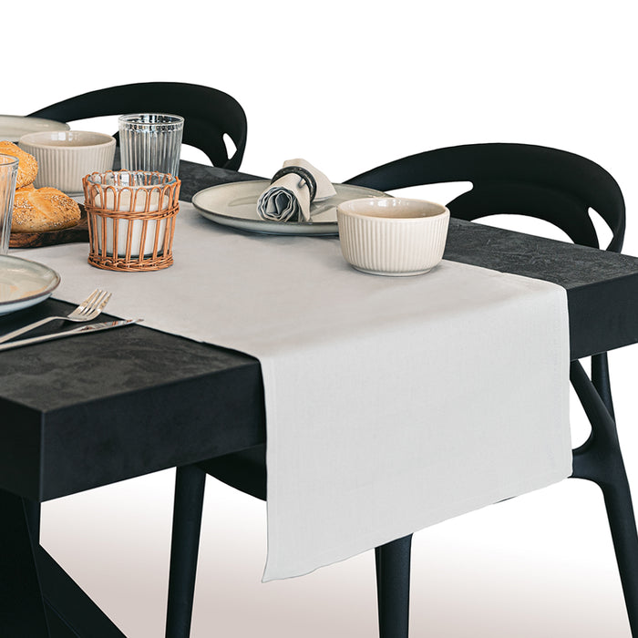 Gioele Cotton table runner 17.71 x 102.36 in, Light Grey