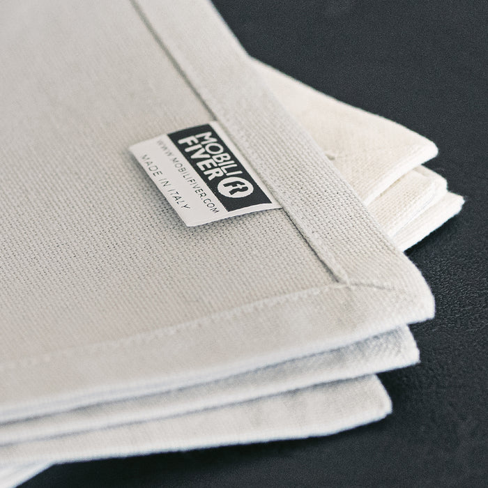 Gioele Cotton table runner 17.71 x 102.36 in, Light Grey