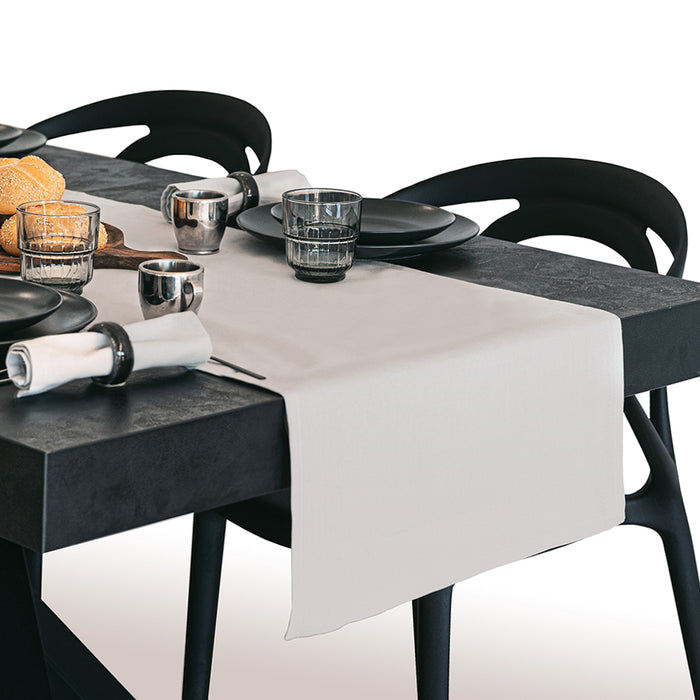 Gioele Cotton table runner 17.71 x 110.23 in, Light grey