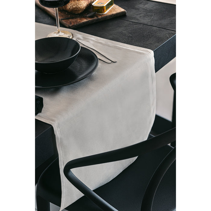 Gioele Cotton table runner 17.71 x 110.23 in, Light grey