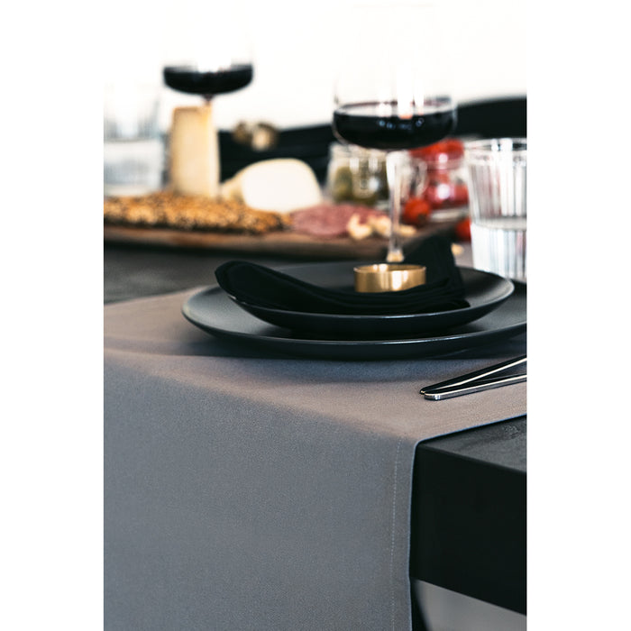 Gioele Cotton table runner 17.71 x 118.11 in, Dark grey