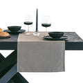 Gioele Cotton table runner 17.71 x 59.05 in, Dark grey