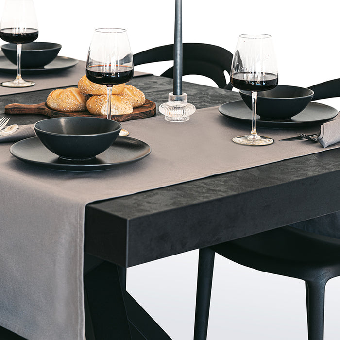 Gioele Cotton table runner 17.71 x 59.05 in, Dark grey