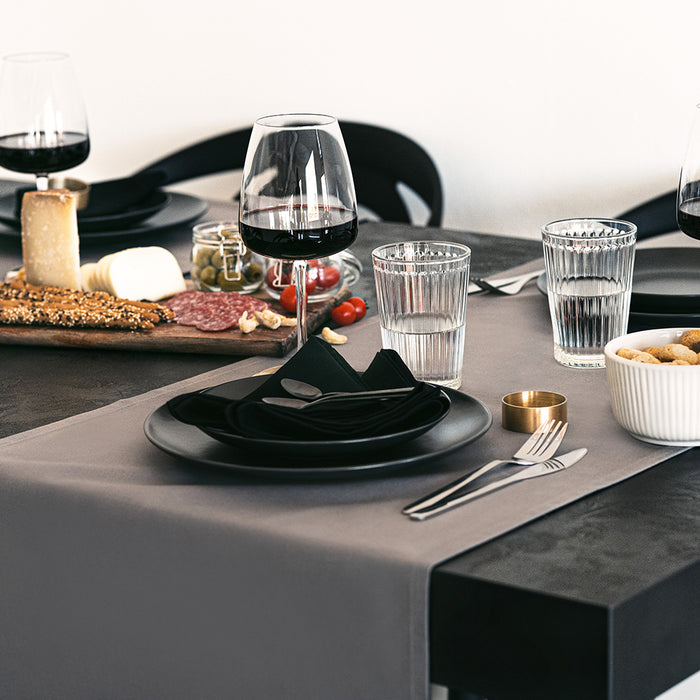 Gioele Cotton table runner 17.71 x 59.05 in, Dark grey