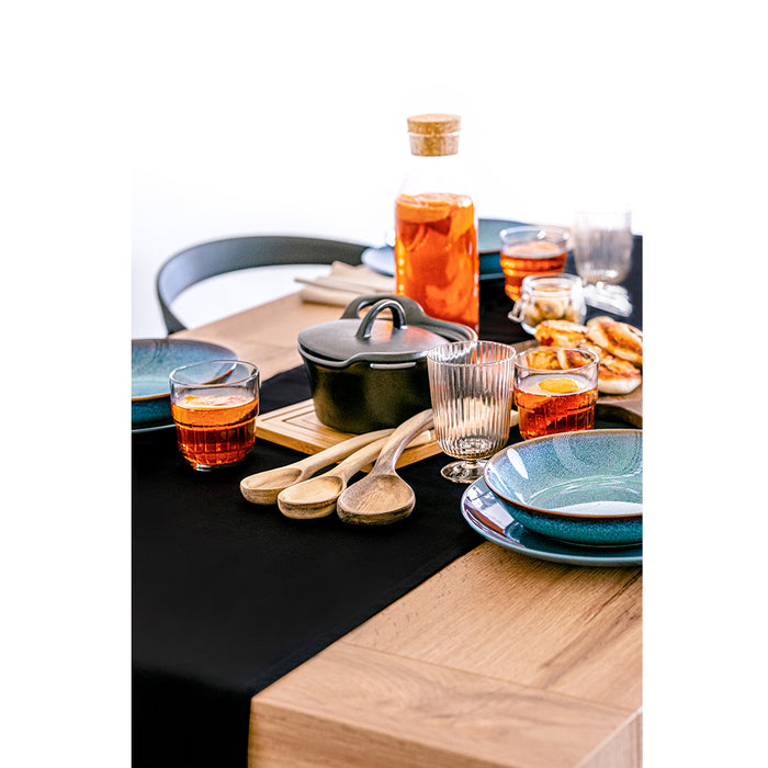 Gioele Cotton table runner 17.71 x 70.86 in, Black