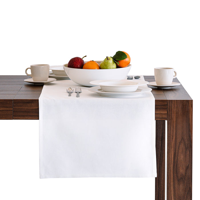 Gioele Cotton table runner 17.71 x 70.86 in, White