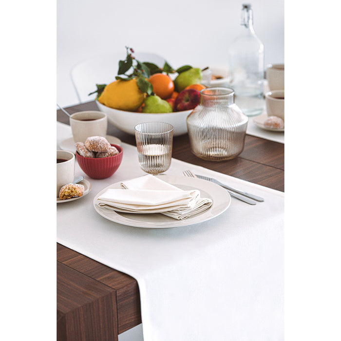 Gioele Cotton table runner 17.71 x 70.86 in, White