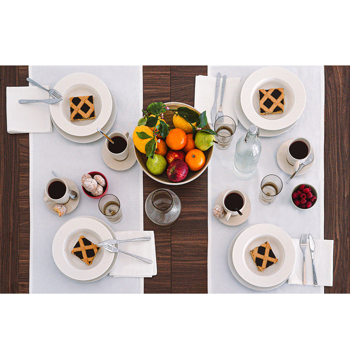 Gioele Cotton table runner 17.71 x 70.86 in, White