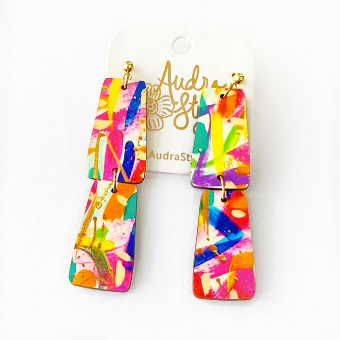 Grace Dangle Spring Summer Geometric Statement Earring - Abstract