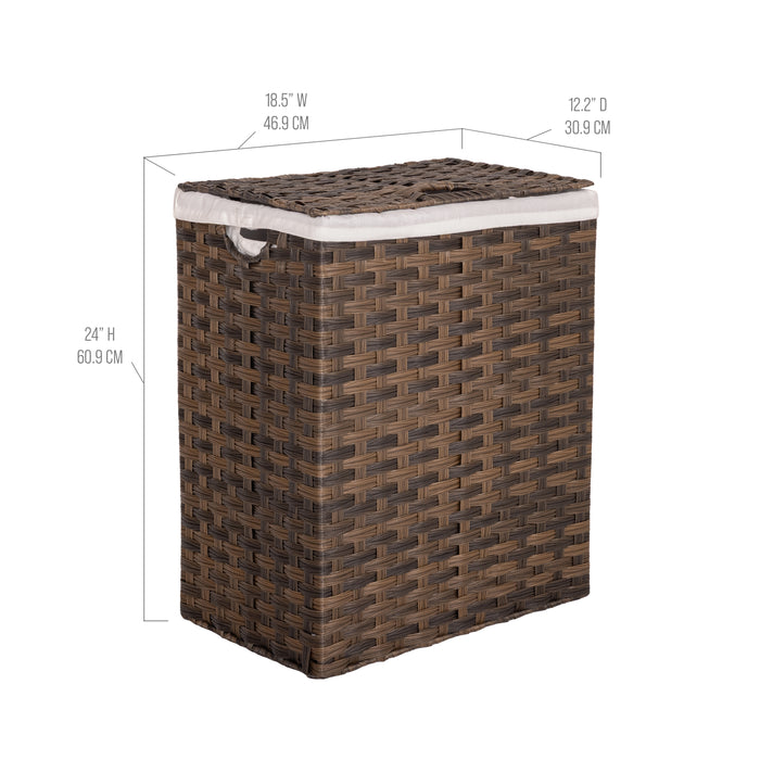 Handwoven Lidded Laundry Hamper, Mocha Brown